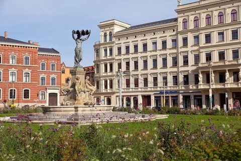Muschelminna-Brunnen fountain on Postplatz square