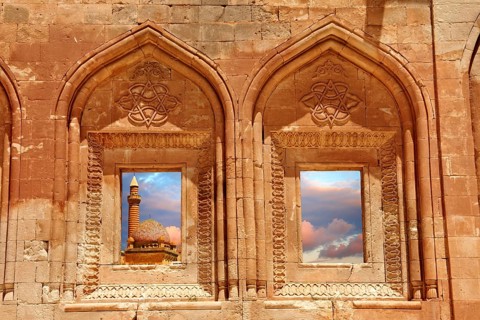 Architectural details of the 18th century Ottoman architecture of the Ishak Pasha Palace