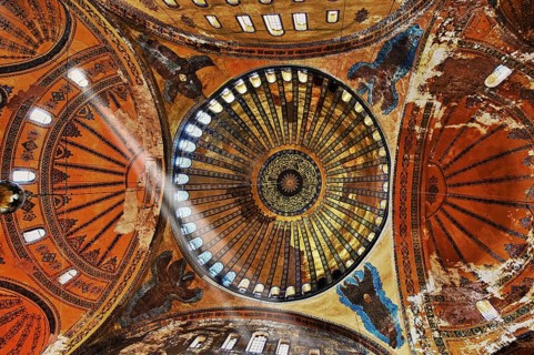 Islamic decoration on the domes of the interior of Hagia Sophia