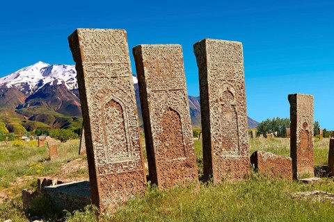 Seljuk headstones with Arabic and Persian floral
