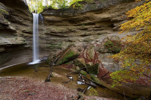 Waterfall in Paehlschlucht gorge near Paehl am Ammersee