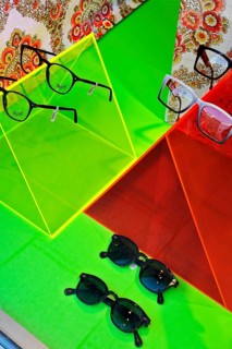Glasses in the shop window of an optometrist