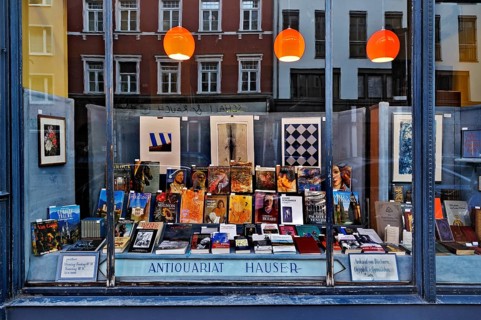 Shop window of an antiquarian bookshop