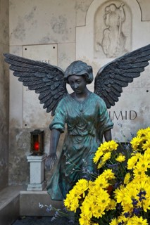 Family grave with angel