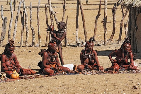 Women selling souvenirs in a Himba village