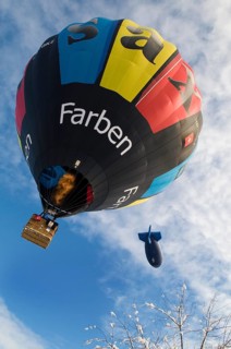 An hot-air balloon and an airship