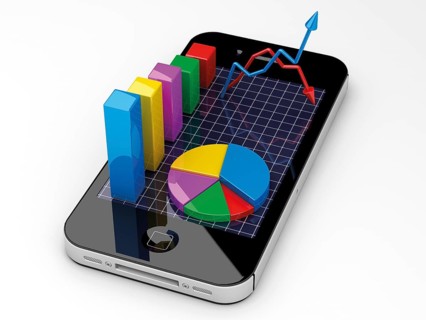 An IPhone with diagrams and graphs