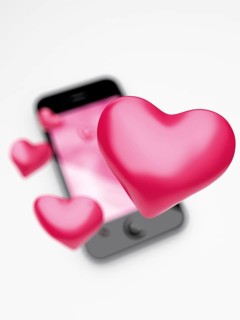 An IPhone with hearts