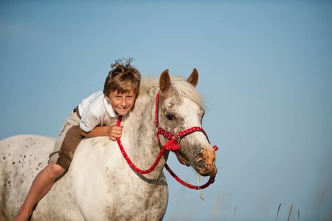 Girl riding a pony bareback