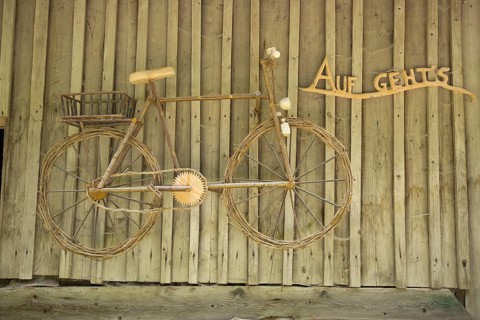 Bicycle from branches and wood