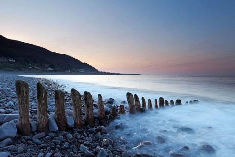Waves washing over rocks