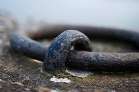 Closeup of a mooring ring on the side of Bridgwater Quay