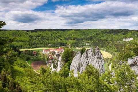 View towards Beuron Archabbey in the Danube Valley