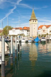 Port of Lindau on Lake Constance with Mangturm tower