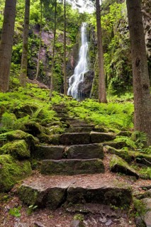 Stone stairs at Burgbach Waterfall near Schapbach