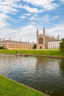 Punts on the river Cam at King's College in Cambridge