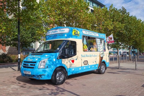London's royal docks ice cream van