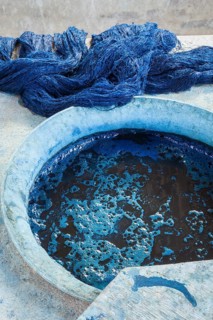 Silk dye at a silk making workshop outside Vientiane