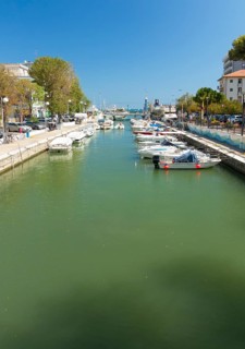 Boats moored in Riccione harbour
