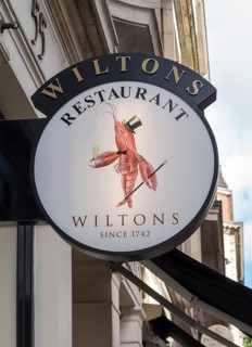 Wiltons restaurant sign in Jermyn Street