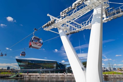 Emirates Air Line cable car over the Thames