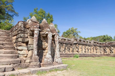 Elephant trunks at the central stairwell of the Terrace of the Elephants