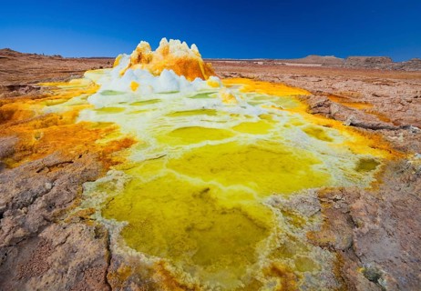 Landscape shaped by hydro-thermal activity at the Dallol volcano