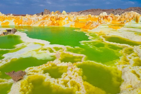 Landscape shaped by hydro-thermal activity at the Dallol volcano