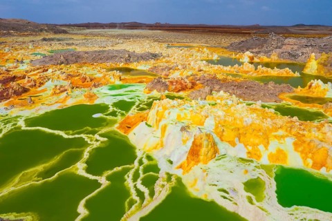 Landscape shaped by hydro-thermal activity at the Dallol volcano