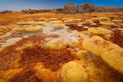 Landscape shaped by hydro-thermal activity at the Dallol volcano