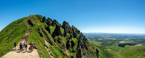 Hikers on way to top of Puy de Sancy