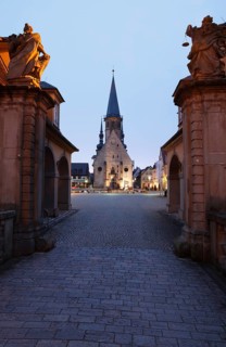 View from Schloss Weikersheim Palace towards the Church of St. George