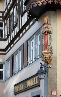 Figure of the Virgin Mary at St. Mary's Pharmacy