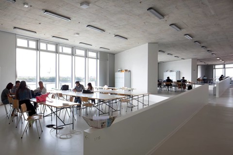 Workspaces with windows overlooking the harbor