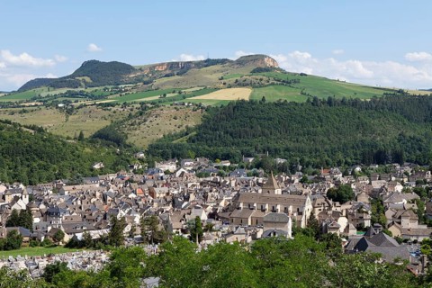 Town of Marvejols with Mt Truc du Midi at back