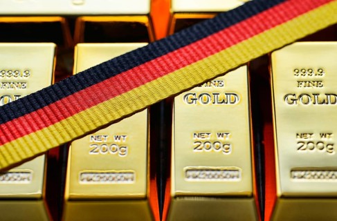 Bars of gold and a ribbon in German national colors