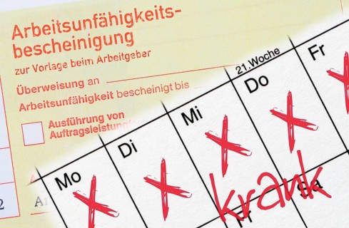 Certificate of incapacity for work and days of sick leave marked in a calendar