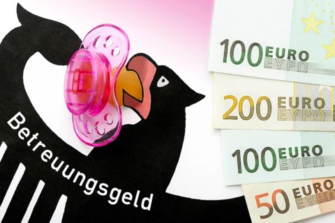 German federal eagle with pacifier and banknotes