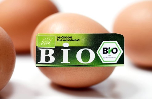Hen's eggs with organic seal