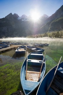 Boats and morning fog
