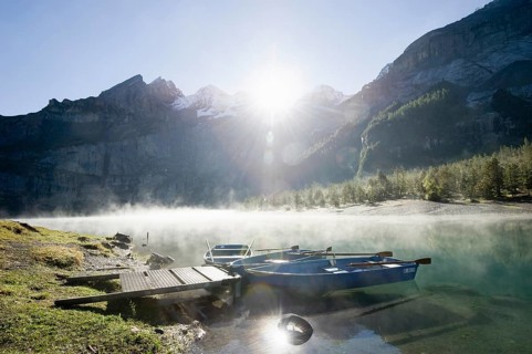 Boats and morning fog