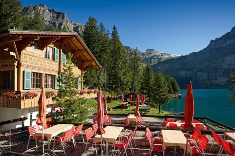 Log chalet and inn at Oeschinensee