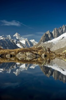 Small lake above the Aletsch Glacier and the Bernese Oberland