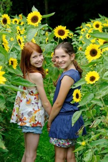 Girls in a sunflower field