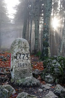 Old boundary stone between Austria and Germany