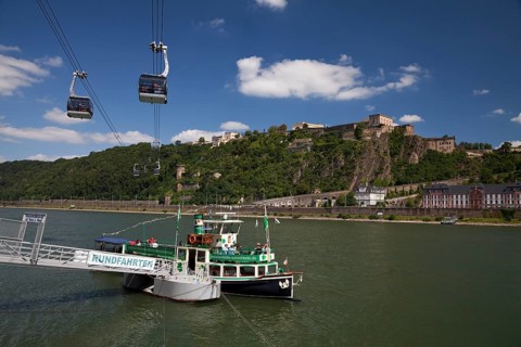The Ropeway and a jetty on the Rhine river