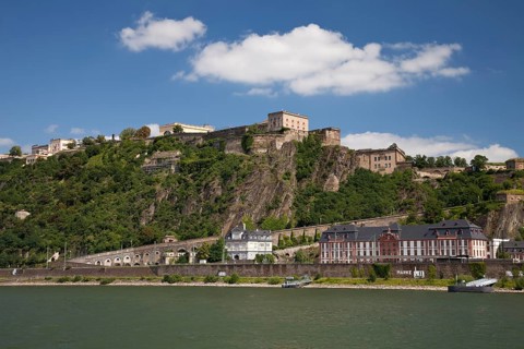 Ehrenbreitstein Castle above the Rhine river
