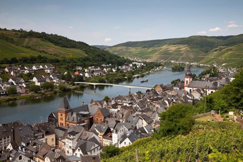 View of the town of Zell and the Moselle Valley