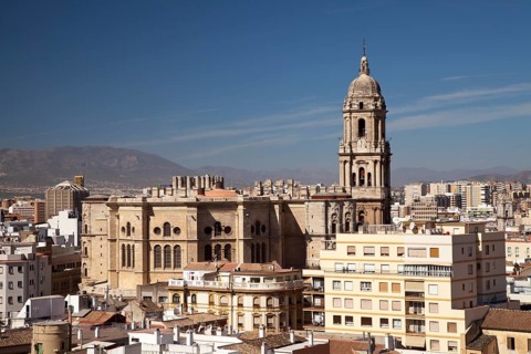 View from Alcazaba Fortress towards the historic city centre and Catedral de la Encarnacion