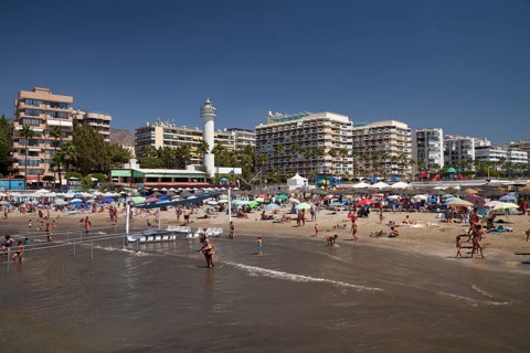 View from the seaside towards the beach